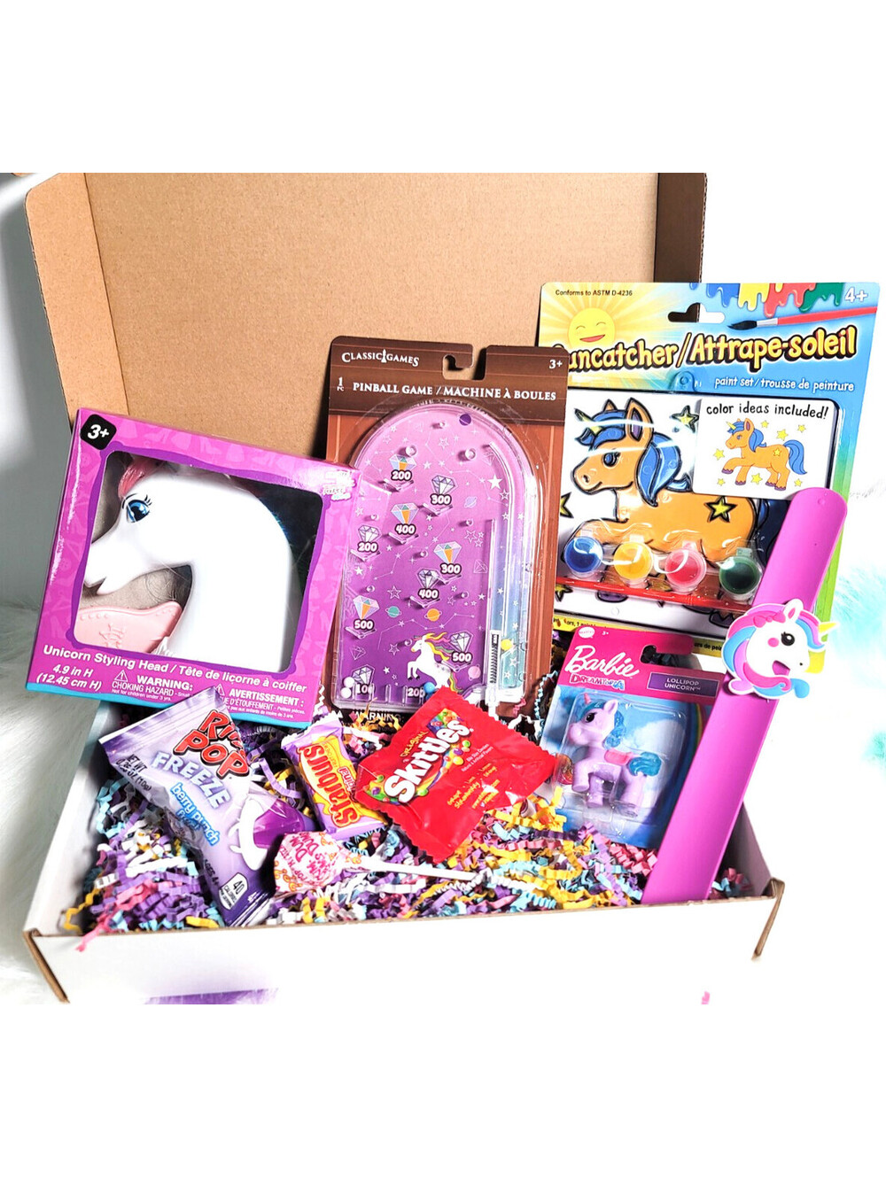 Girls Gift Box with Unicorn Styling Head, Pinball Toy